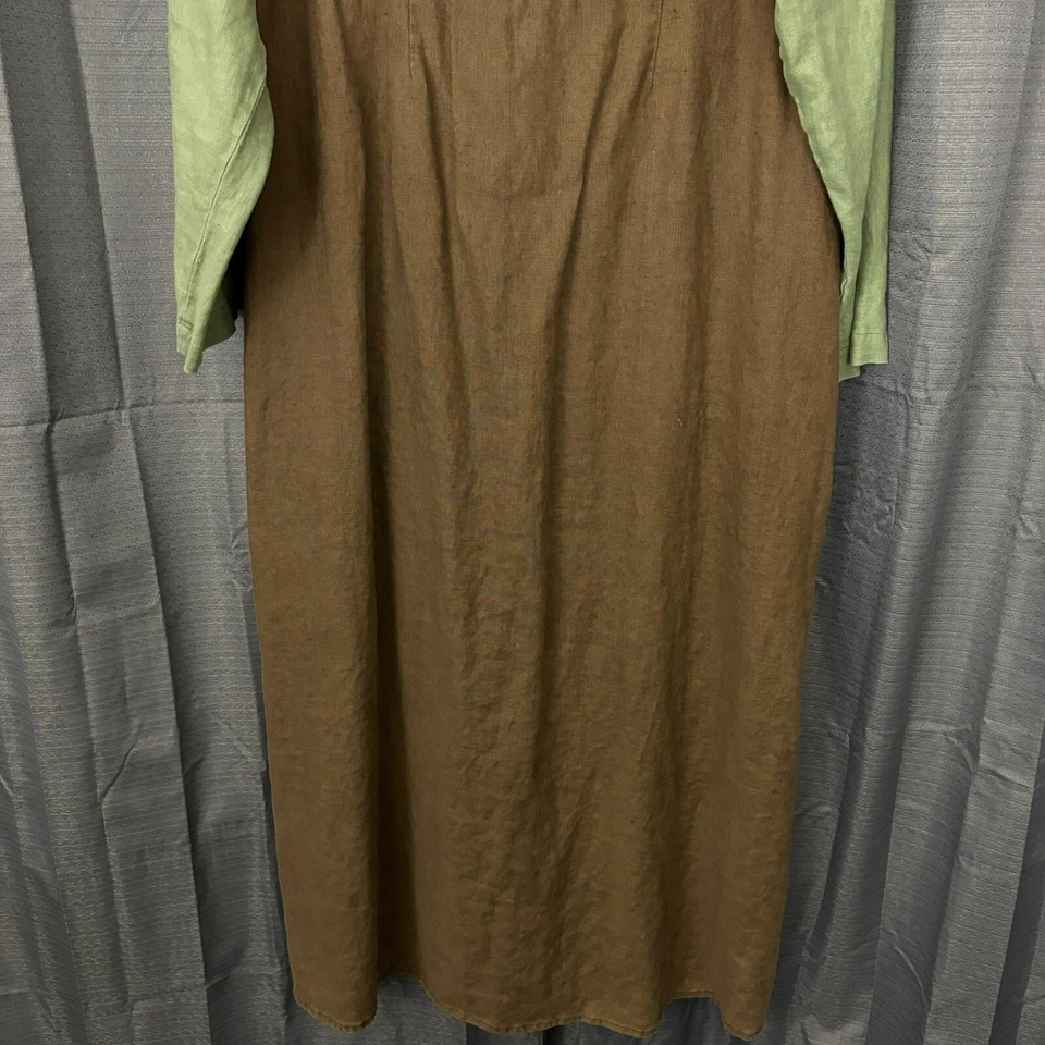 Maxi Vestido De Colección Jill Lino Mujer L Verde Marrón Peregrino Cottagecore Pradera Boho Foto 4 de 4