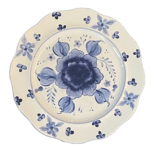 222 Fifth Copenhagen Blue Flowers Scalloped Porcelain Dinner Plate 11 inches - Picture 2 of 10