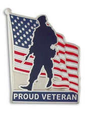 PinMart's Proud Veteran American Flag Military Patriotic Enamel Lapel Pin