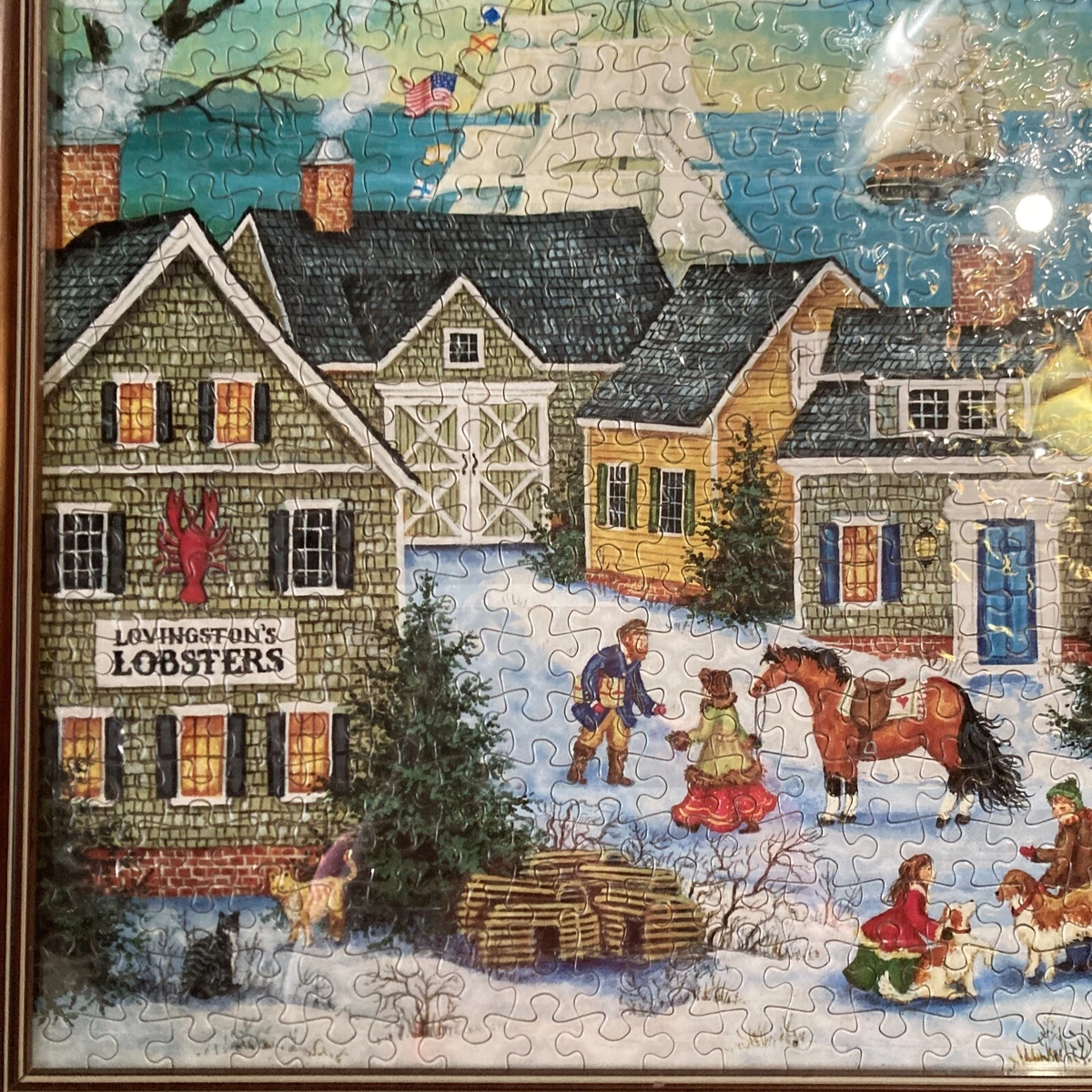 Hobby Lobby Framed Puzzle Village In Winter . 20 x 15 eBay