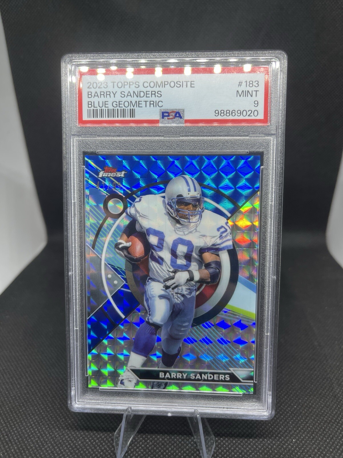 2023 Topps Finest Barry Sanders Blue Geometric 41/99 #183 Color Match Football Card