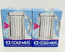 2 Vintage Seville Classics 16oz Ice Cold Gel Freezer Mugs New In Box 1994 Taiwan