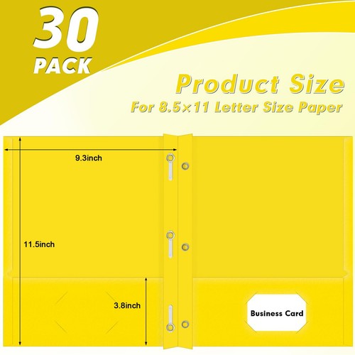Two Pocket Folders 30 Pack Two Pocket Folders with Prongs 3 Prong Folders Des... - Picture 4 of 7