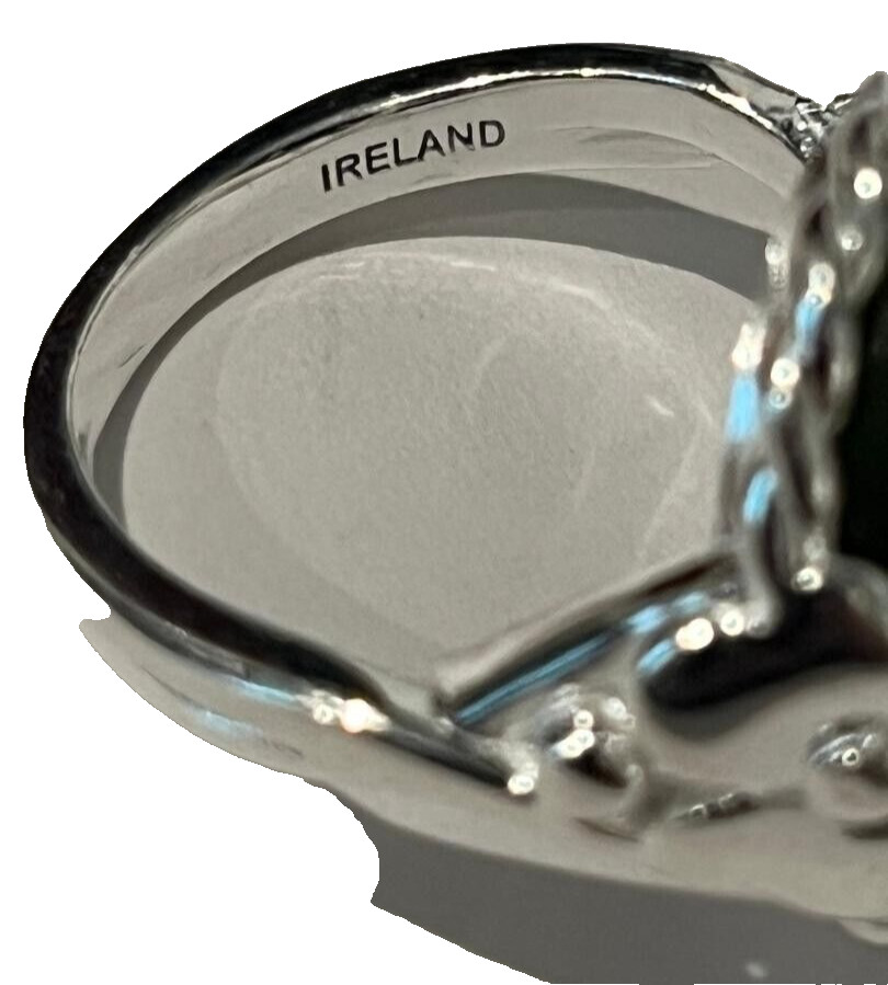 CONNEMARA MARBLE J.C. WALSH & SONS  STERLING SHAMROCK RING  SIZE 7 JCW115