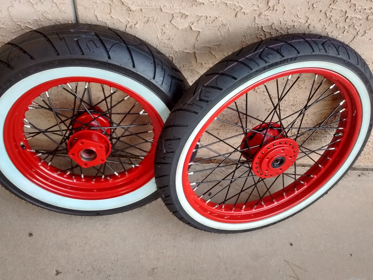 97年式　FXSTC 16インチ純正ホイール　タイヤ付き 40 SPOKE 16 & 21 1997 HARLEY SOFTAIL POWDER COATED WHEEL SET