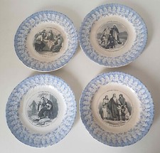 4 assiettes à dessert en faïence Jules Vieillard et Cie, Bordeaux 19ème