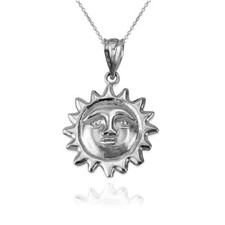 Gold Sun Face Celestial Charm Pendant Necklace
