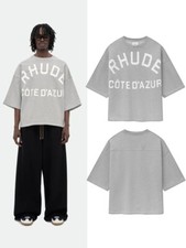 NEW RHUDE Letter LOGO Men Women Round Neck Cotton Short Sleeve POLO T-Shirt S-XL
