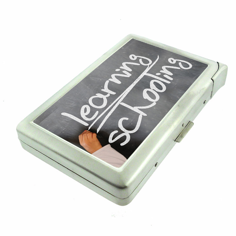Metal Cigarette Case with Built-In Lighter for School or Travel  -image