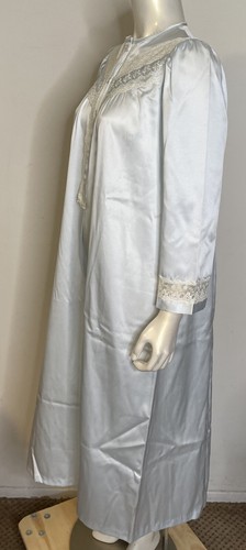 Vintage Christian Dior Light Blue Long Satin Night Gown SP MP Lace Neiman Marcus - Picture 8 of 12
