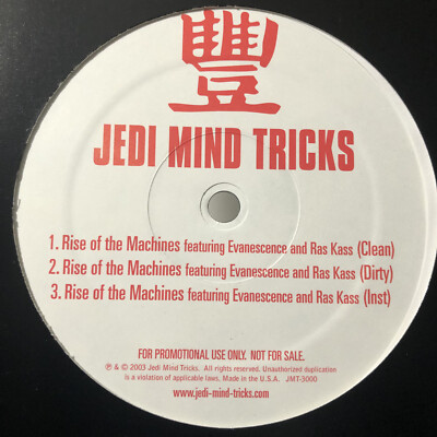 JEDI MIND TRICKS - RISE OF THE MACHINES (12'') 2003  RARE  EVANESCENCE + RAS KASS