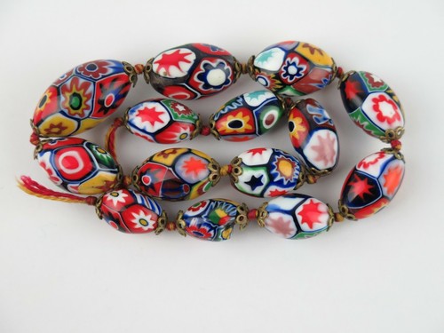 Venetian E. Moretti millefiori beads. 14 graduated oval beads - Picture 2 of 10