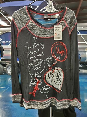 トップス Desigual border & letter design t-shirt Long-sleeve T-shirt with pink letters Women's I Desigual.com