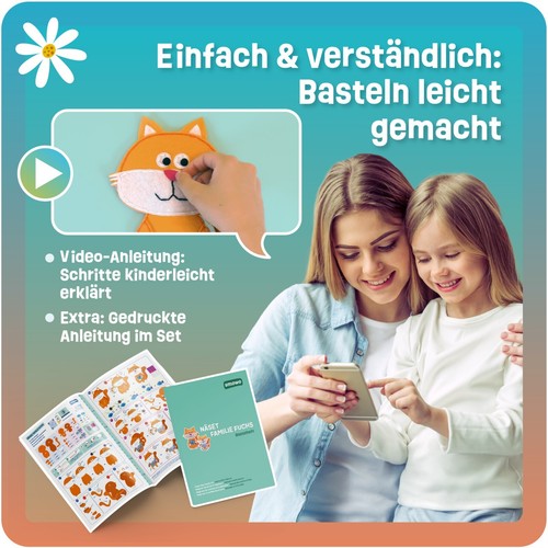 Smowo Filz Nähset für Kinder - Stofftiere selber nähen - Bastelset Kuscheltier - Bild 4 von 7