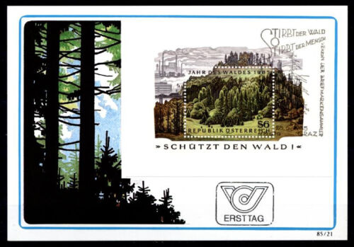 Jahr des Waldes. Maximumkarte(2). Österreich 1985 - Bild 1 von 1