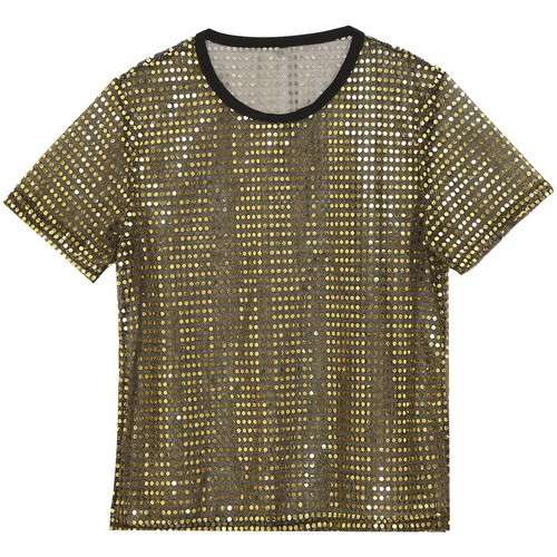 Mens Top Shiny T-shirt Sequin Blouse Theme Parties Costume Ultra-thin Tee Club - Picture 18 of 33