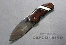 BEAUTIFUL ELK RIDGE GENTLEMANS KNIFE HARWOOD HANDLES POLISHED BLADE & LINER