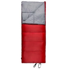 50°F Warmth Rectangular Sleeping Bag, Red, 33x75" Camping Gear