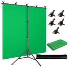 5x6.5Ft Green Screen Backdrop with Stand for Streaming Gaming Photo Background