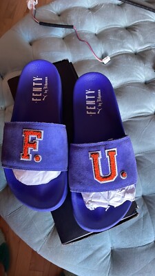 Puma Fenty Rihanna Suede Leadcat FU Slides Flip Flops Sandal 367087 01 B84B