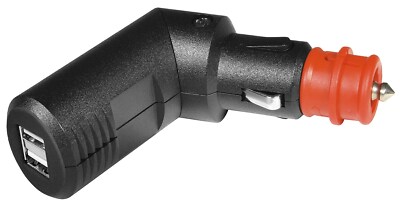 ProCar KFZ Zigarettenanzünder Winkelstecker 180° mit 2* USB Buchse 12V 24V 2,5A