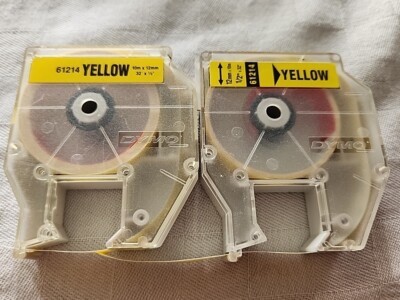2pc lot Esselte Dymo .6000.PC-10 Yellow 12mmx10m 32x1/2 Cartridge 61214 - used