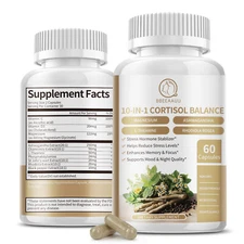 Cortisol Manager Supplement for Stress Relief & Adrenal Support,Vitamin D3 & C