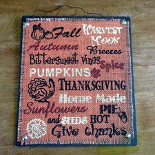 Fall Thanksgiving Decor Wooden Hanging Sign 10.5" X 9.5"