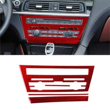 4Pcs Red Carbon Fiber Interior CD Cover Trim For BMW 6 Series F12 F13