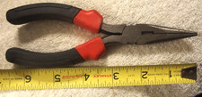 6 1/2" Great Neck Long Needle Nose Pliers tool VTG,red black handle LN65 cutter