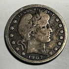 1907 Barber Liberty Silver Quarter Philadelphia