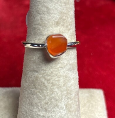 sterling silver stackable ring Size 6 Carnelian Raw