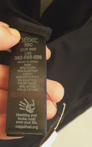 SIGUIENTE Traje de Baño Tankini Talla 85C Top Correa Ajustable Acolchado Detalle Dorado Negro Nuevo con Etiquetas - Imagen 5 de 7