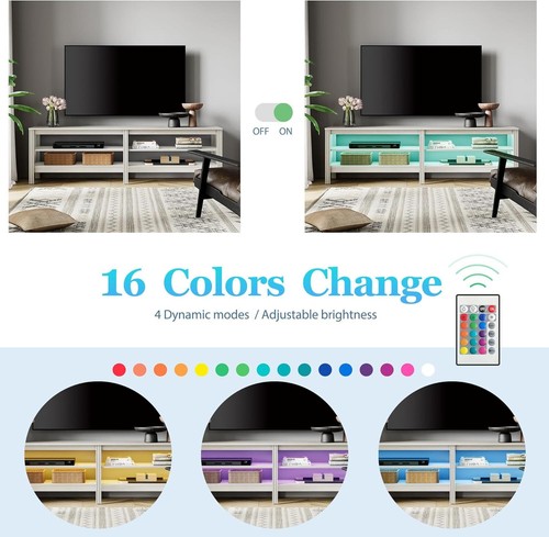 Soporte de TV LED para TV de 100 pulgadas, Centro de Entretenimiento Negro para Consola de TV con Almacenamiento - Imagen 19 de 33