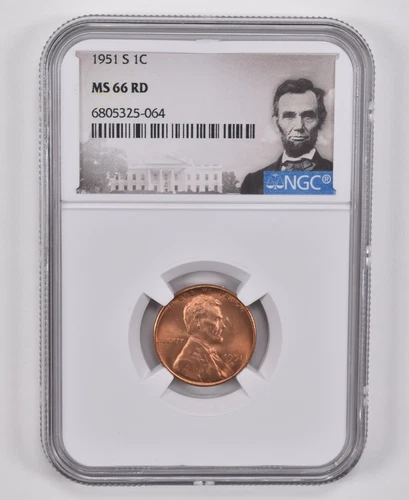 MS66 RD 1951-S Lincoln Wheat Cent NGC Special Label
