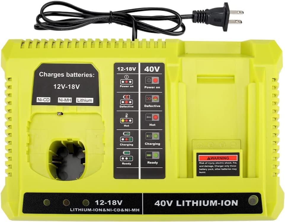 for Ryobi Charger 18V 40V Dual Ports Battery Charger for Ryobi 40V