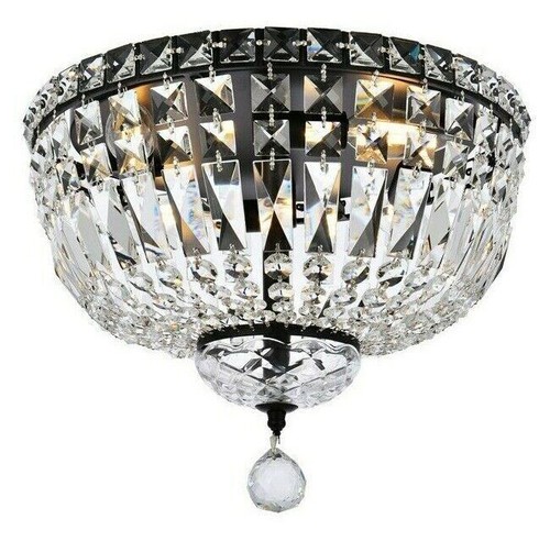 Chandelier Crystal Flush Mount Light Black Dining Room Bedroom Bathroom Lighting - Picture 3 of 8