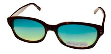 Michael Stars Unisex Sunglasses Tardy Amber Plastic Rectangle Green Lens