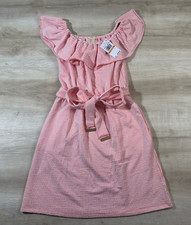 NWT Michael Kors Womens Dress Pink M Grapefruit Seersucker Off-the-Shoulder