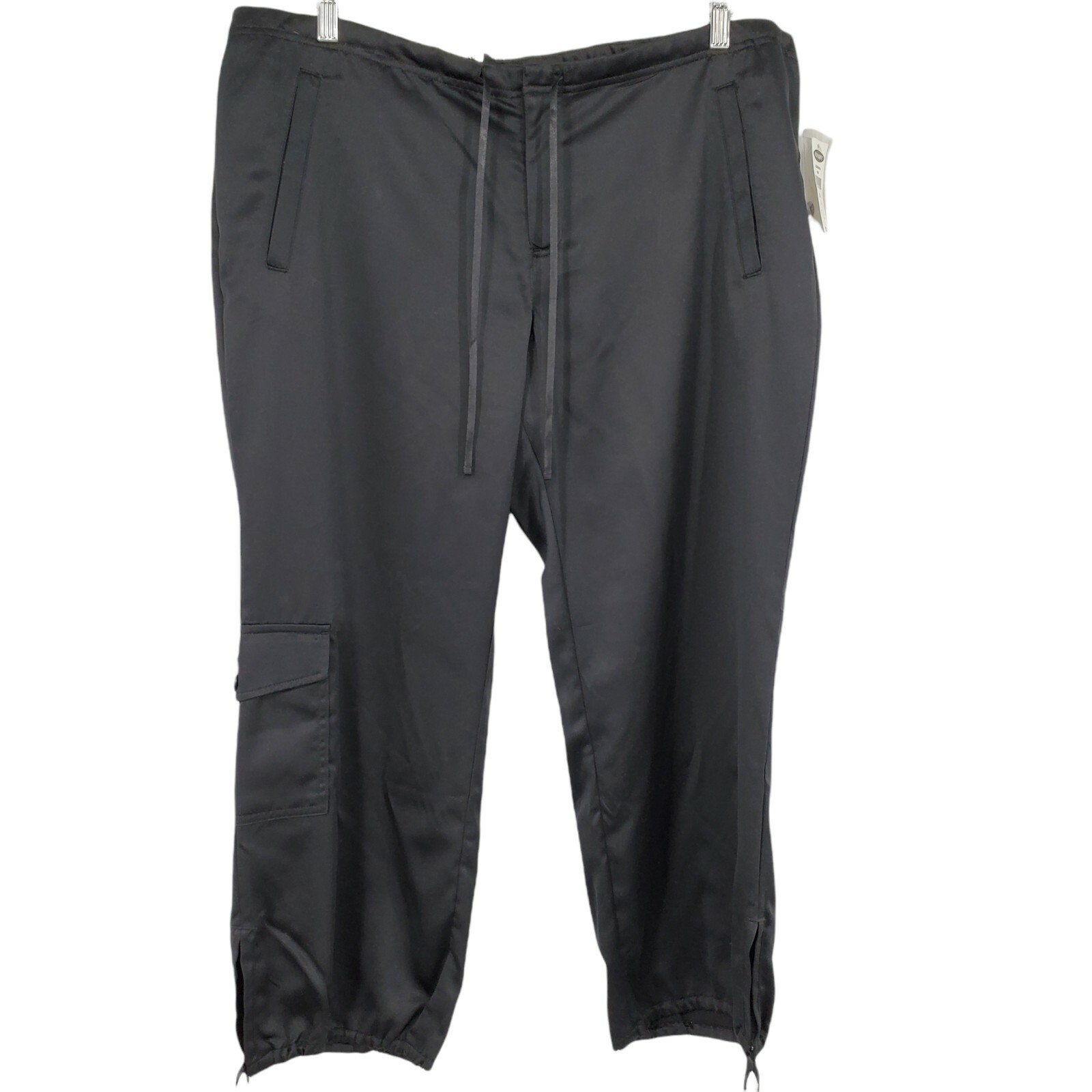 Old Navy Womens Black Satin Cargo Pants 