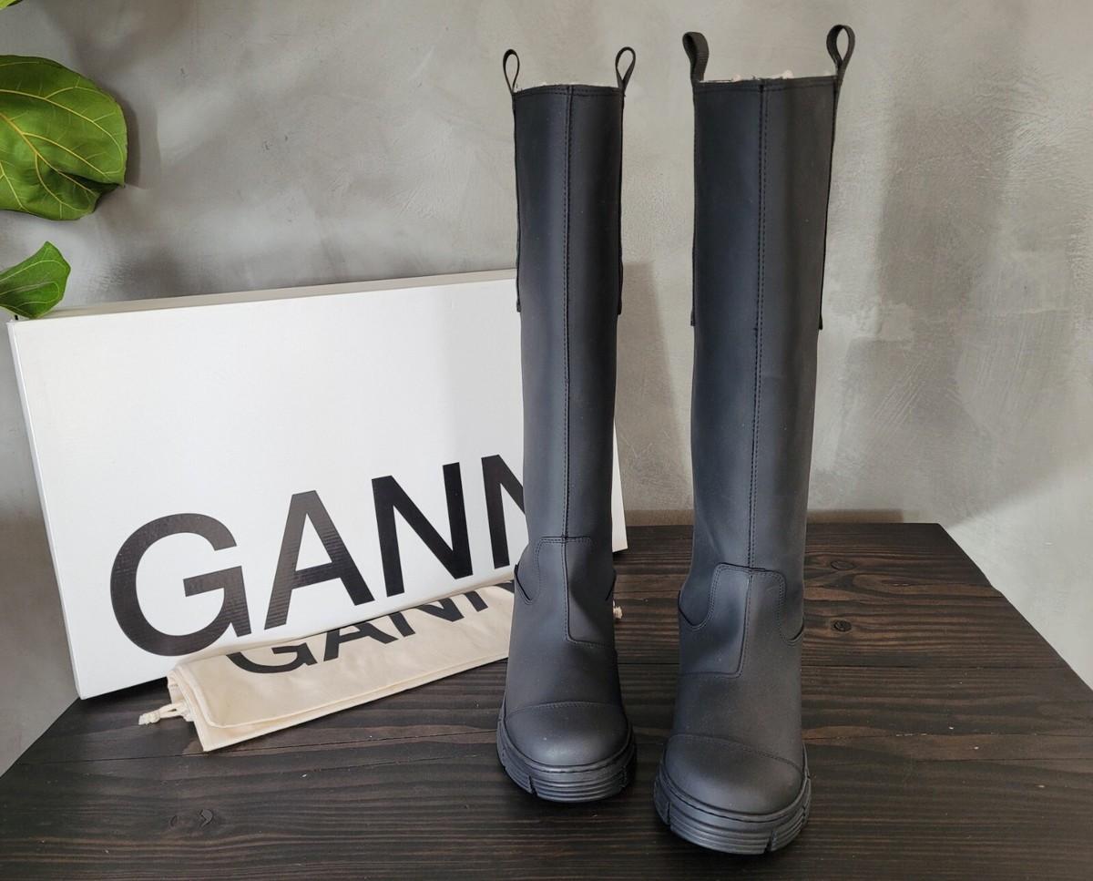 GANNI** Black Lined Country Rubber Boots Size 36 | eBay