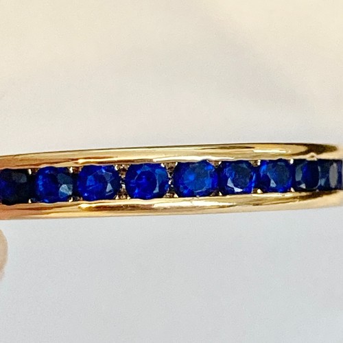 Blue Cubic Zirconia Eternity Ring Size 7 Gold Plated Stackable Faux Sapphire NWT - Picture 8 of 11