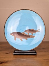 A Rare Japanese Cloisonne Plate of Swimming Carp - Signed Gonda Hirosuke - Meiji