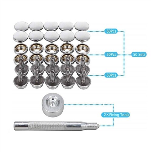 150pcs Stainless Steel Snap Cover Button Fastener Socket Kit Boat Marine Canvas - Picture 11 of 11