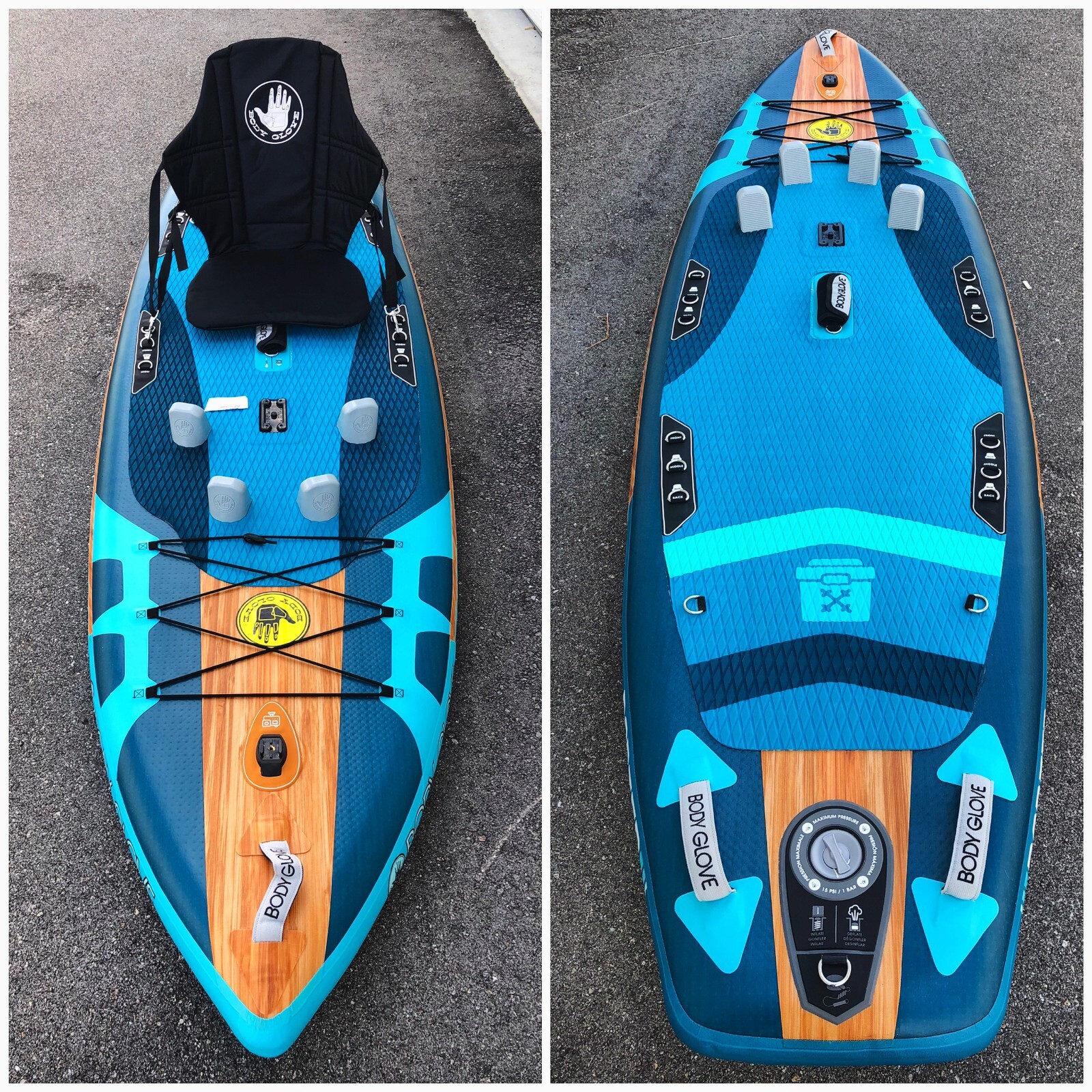 BODY GLOVE Paddleboard, Fishing Kayak & SUP Stand Up Paddle Board Combo, W/ Seat
