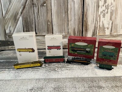 Hallmark Lot Of Four Different Trains Ornaments Collector With Boxes