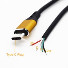 100pc 30cm Alloy Host OTG USB C Type-C Male Plug 4 Wires Power Pigtail Cable DIY