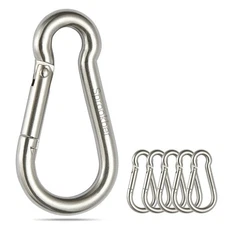 6 PCS Stainless Steel Spring Snap Hook Carabiner 304 Clips Hiking Camping Tool