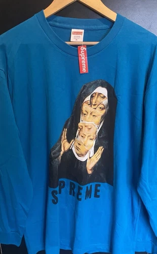 T shirt manches longues SS17 Supreme Nun Aqua L/S taille XL Xtra Large Neuf avec étiquette