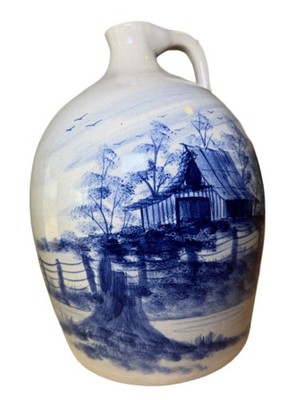 Vintage Paul Storie Pottery Large Jug  with Blue and White Marshall Texas